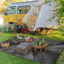 GENIMO Outdoor Rug 5' x 8' Waterproof for Patios Clearance, Reversible Outdoor Plastic Straw Camping Rug Carpet, Large Area Rugs Mats for RV, Picnic, Backyard, Deck, Balcony, Porch, Beach, Black&Grey by CozyNest Decor