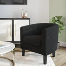 BELLEZE Living Room Chair, Teddy Polyester Accent Barrel Chair, Club Tub Sofa Chair for Bedroom, Corner Chair with Flared Legs and Cozy Soft Padding - Highland (Teddy Black) by CozyNest Decor