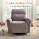 Power Recliner Chair Swivel Glider, Electric Rocking Recliner Chairs with USB and Type-C Ports, Nursery Chair Recliner for Living Room, Bedroom, Apartment（Light Brown） by TinyTreasures Baby Boutique