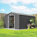 Outsunny 11' x 9' Outdoor Storage Shed, Garden Tool Metal Shed with Foundation Kit, Double Lockable Door, Air Vents and Sloping Roof, for Backyard, Patio, Lawn, Gray by GreenHaven Gardens