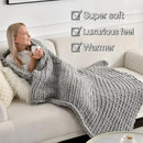 Maetoow Tighter Version Chenille Chunky Knit Blanket Throw （50×60 Inch）, Handmade Warm & Cozy Blanket Couch, Bed, Home Decor, Soft Fleece Banket, Boho Thick Blankets and Giant Yarn Throws，Light Grey by CozyNest Decor