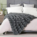 DREAMNINE Large Soft Thick Fuzzy Bubble Faux Rabbit Fur Bed Blanket Queen Size 80" x 90",Reversible Gray Plush Big Warm Shaggy Fluffy Blankets for Sofa, Solid Luxury Cozy Cute Bumpy Furry Blanket,Grey by CozyNest Decor