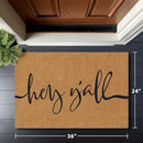 Barnyard Designs Natural Coco Coir Heavy Duty Backing Doormat - Large Cute Non-Slip Front Door Welcome Mat for Outside Entrance or Porch Entry, Brown (24x36, Y'all) by CozyNest Decor