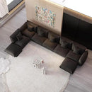 Modern Minimalist Chenille Modular Sectional Sofa, Oversized 8-Seater Sleeper Sofa with Movable Ottoman, Thick Cushions, Upholstered Couch for Living Room, Bedroom, Office, Apartment(Black,8-Seater) by CozyNest Decor