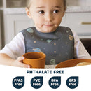 Tiny Twinkle Mess Proof Baby Bib - Waterproof & Lightweight Baby-Led Weaning Apron | 100% Recycled Polyester, Easy Clean & Machine Washable (Space, Small 6-24 Months) by TinyTreasures Baby Boutique