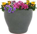 Sunnydaze 15" Large Ceramic Plant Pot - Round Outdoor Glazed Ceramic Planter Pot with Drainage - Gray - Studio by GreenHaven Gardens