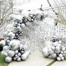 130pcs Metallic Silver Balloons Different Sizes 18" 12" 10" 5" Chrome Silver Balloon Garland Arch Kit for Graduation Birthday Baby Shower Wedding Anniversary New Year Party Decorations by CozyNest Decor