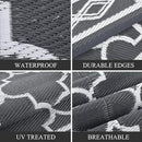 GAOMON Outdoor Rug for Patio 5'x8' Reversible Plastic Rugs Camping Mat for Outdoor, RV, Backyard, Deck, Balcony, Picnic, Beach, Grey/White(Geometric) by CozyNest Decor