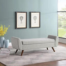 HomePop Modern Storage Bench with Wood Legs Home Décor|Bench with Storage for Living Room & Bedroom - Light Gray Woven by CozyNest Decor