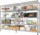 REIBII 1500LBS Storage Shelves 61.7''W Wire Shelving Unit 5 Tier Metal Shelving for Storage Rack Shelves Heavy Duty Garage Shelf Pantry Shelves Kitchen Shelving, 61.7" W*72.4" H*15.8" D, Chrome by CozyNest Decor