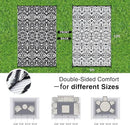 OLANLY Outdoor Rug Waterproof 9x12 ft Clearance, Reversible Outdoor Plastic Straw Rug with Floral Pattern, RV Mat for Patio, Camping, Balcony, Deck, Backyard, Black & White by CozyNest Decor