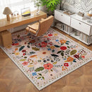 Area Rug 4x6 Rug Washable Boho Rugs Non Slip Low Pile Floral Small Carpet for Bedroom, Bedside, Kids Room, Office, Dining Room(Beige) by CozyNest Decor
