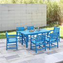 7 Pieces HDPE Outdoor Dining Set, Patio Dining Set with Umbrella Hole, All Weather Outdoor Dining Table Sets for 6, HDPE Patio Furniture Sets for Deck, Backyard, Lawn, and Poolside, Sky Blue by CozyNest Decor