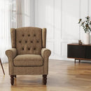 UIXE High Back Accent Chairs Set of 2, Upholstered Armchair in Fabric, Retro Wingback Arm Chair for Living Room, Comfy Single Sofa Bedroom Reading Seat with Solid Wood Legs - Brown by CozyNest Decor