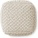 Casafield Square Pouf Ottoman, Natural - 18.5" W x 18.5" D x 14.5" H Cotton Knit Foot Stool - Boho Floor Pouffe for Living Room, Bedroom, Home Office by CozyNest Decor
