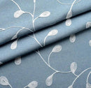 MIUCO Floral Embroidered Semi Sheer Curtains Faux Linen Grommet Window Curtain for Living Room 52 x 84 Inch 2 Panels, Dusty Blue by CozyNest Decor