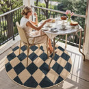 Lahome Checkered Round Entryway Rug 4ft, Circle Indoor Outdoor Patio Rug Washable Farmhouse Easy Jute Kitchen Rugs, Contemporary Non Slip Round Carpet for Bedroom Front Porch by CozyNest Decor