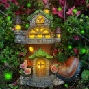 FORUP 10 Inch Fairy House Garden Statues with Boots, Fairy Garden Decor House Kit, Solar Powered Lights Garden Figurine for Outdoor Patio Lawn Yard Garden Decorations by GreenHaven Gardens