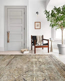 Loloi Layla Collection LAY-03 Olive/Charcoal 9'-6" x 14' .13" Thick Area Rug, Soft, Durable, Vintage Inspired, Distressed, Low Pile, Non-Shedding, Easy Clean, Printed, Living Room Rug by CozyNest Decor