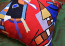 Kandinsky Contemporary Throw Pillow Cover - Bright | Red Modern Pillow Cases | Abstract Accent Pillows | Contemporary Couch Cushions | Hand Embroidered Cushion | Wool Size 18x18 by CozyNest Decor