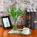 Mandy's Artificial Tulips 20 Stems Green PU Faux Flowers for Wedding Home Decor 13.5 Inch by CozyNest Decor