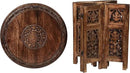 Lightnpro Handcrafted Wooden Round Accent Table - Vintage Farmhouse Octagonal Side End Table with Intricate Carvings for Living Room, Bedroom, Entryway - 18x18 Inch - Burnt by CozyNest Decor