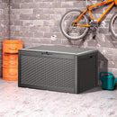 100 Gallon Waterproof Deck Box, Lockable Resin Storage Box for Patio Furniture Cushions Garden Tools and Outdoor Delivery Storage, Coffee by GreenHaven Gardens
