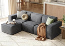 LINSY HOME Oversized Modular Sectional Sofa, 105" Cloud Couch L Shaped 3-Seat Sofa with Ottoman, Corduroy Deep Seat Modular Couches for Living Room, No Assembly Required, Bluish Grey by CozyNest Decor