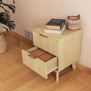 Fluted Nightstand, Mid Century Modern 2 Drawer Bedside Table for Bedroom, Small Dresser Night Stand Side End Table with Wood Fluted Drawer Storage for Bedroom Closet(Natural) by CozyNest Decor