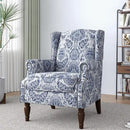 Lumibee Wingback Accent Chair,High Back Floral Armchairs in Fabric,Comfy Upholstered Reading Single Sofa Chair with Solid Wood Legs for Living Room,Bedroom,Office-Navy by CozyNest Decor