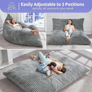 Hobestluk 3 in 1 Bean Bag Chair Giant Bean Bag Chairs Convertible Bean Bag Floor Cushion with Machine Washable Cover, Beanbag Chairs for Adult (Turquoise Grey) by CozyNest Decor