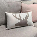 Lumbar Pillow Covers 12x20 Inches Deer Decorative Cotton Linen Deer Head Throw Lumbar Waist Embroidered Cushions Covers for Couch Sofa Bedroom White by CozyNest Decor
