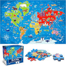Jumbo Floor Puzzle for Kids,World Map Jigsaw Geography Puzzles,48 Piece Globe Atlas Puzzle with Continents,United States Puzzle for Ages 3-5,Preschool Learning Toys Gift for 4-8 Years Old by TinyTreasures Baby Boutique