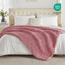 Carriediosa Chunky Knit Throw Blanket 50" X 60", 100% Hand Made Large Chenille Loop Yarn Soft Fluffy Throws for Couch Sofa Bed, Big Crochet Cozy Heavy Thick Cable Woven Blanket, Mauve by CozyNest Decor