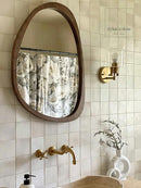 Irregular Wood Frame Boho Mirror - Large Wall Mounted Accent, Asymmetrical, Modern Aesthetic Wall Decor for Bedroom, Entryway, Living Room, Bathroom (Brown) by CozyNest Decor