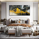 Gold Mountains Painted Wall Art for Living Room - Hand Painted Abstract Wall Art for Office - Black Framed Wall Art for Bedroom Size 29" x 59" by CozyNest Decor