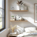 24 Inch Floating Shelves for Wall Rustic Light Wood Wall Shelves for Bedroom Set of 4 by CozyNest Decor