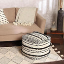 REDEARTH · Tufted Pouf Ottoman with Filler Textured Storage Cube Bean Bag Pouffe Footrest for Living Room, Bedroom, Nursery, Kidsroom; 100% Cotton (17.5"X17.5"X17.5", Geometric Craft Black) by CozyNest Decor