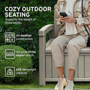 EconoHome 3 Seat Outdoor Storage Bench with Rain Cover - 90 Gallon Capacity - Weatherproof Resin Bench for Patio, Porch, Garden, Yard, Pool Area - Furniture for Pool Accessories, Gardening Tools by GreenHaven Gardens