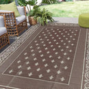 Pauwer Waterproof Outdoor Rug 6x9, Reversible Plastic Straw Patio Camping Rug, Indoor Outdoor RV Mat Carpet for Deck, Camper, Porch, Balcony, Backyard, Picnic, Bordered Brown by GreenHaven Gardens