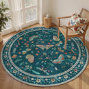 6ft Washable Round Rug - Bug Rugs for Living Room Non-Slip Low Pile Soft Ultra-Thin Machine Washable Circle Carpet for Bedroom, Entryway, Nursery, Kitchen, Home Office (6' Round Teal) by TinyTreasures Baby Boutique