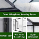 8x14 FT Green House for Outdoor, Polycarbonate Aluminum Walk-in Greenhouse Kit with Lockable Door and Adjustable Roof Vents, Backyard Garden in Winter, Gray by GreenHaven Gardens