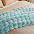 JELLYMONI Faux Fur Throw Blanket, Blue Fuzzy Cozy Plush Bubble Bed Throw, Thick and Warm (50" X 60") by CozyNest Decor