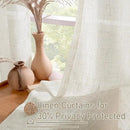 LAMIT Cream Linen Curtains 90 Inch Long 2 Panels Set for Bedroom Living Room, Soft Thick Bronze Grommet Window Drapes Semi Sheer Light Filtering Panels Farmhouse, 52 x 90 Inch, Cream Ivory by CozyNest Decor