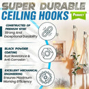 [UPGRADED] 4Pcs 200LBS Rotatable Ceiling Hooks with 4 Screw Points Base, Wall Mount Metal Hanger Black Ceiling Hook for Hanging Plant, Bird Feeder, Lights, Bed Canopy, Wind Chime, Indoor Outdoor Decor by GreenHaven Gardens
