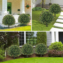 Artificial olive Topiary Ball Tree 24" with Ground Spike, Set of 2 Artificial Boxwood Bushes for Faux Shrubs, Fake Evergreen Faux Plant for Indoor Outdoor Porch Garden -UV Resistant–Fade-Proof by GreenHaven Gardens