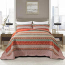 NEWLAKE Cotton Bedspread Quilt Sets - Reversible Patchwork Coverlet Set, Red Striped Jacquard Pattern, California King Size by CozyNest Decor