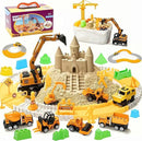 Sand Construction Kit, 2.2lbs Play Sand with Sandbox, 1 Toy Mat 8 Alloy Construction Trucks Race Tracks 10 Sand Molds Sensory Bin Toys for Toddlers Boys Girls Ages 3-8 by GreenHaven Gardens