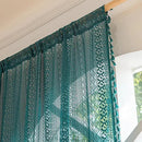 Sutuo Home Turquoise Boho Curtains 90 inches Long for Bedroom Living Room Dining Room, Crochet Lace Sheer Bohemian Hollow with Tassels, Country Window Treatment Drapes, 1 Panel 59" W x 90" L by CozyNest Decor