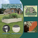 Raised Garden Bed 8×4×1.5FT, Galvanized Raised Garden Beds Outdoor for Vegetables Flowers Herbs, Large Deep Root Planter Box, Tall Raised Garden Bed with 3ftx30ft Weed Barrier Fabric, Beige by GreenHaven Gardens